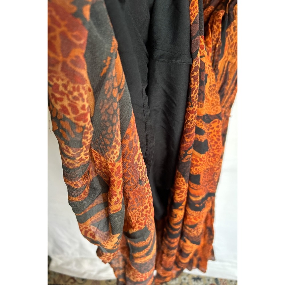 Farm Rio Giraffes Puff Sleeve Tiered Chiffon Maxi Dress XS Burnt Orange RP$315 - Picture 16 of 16